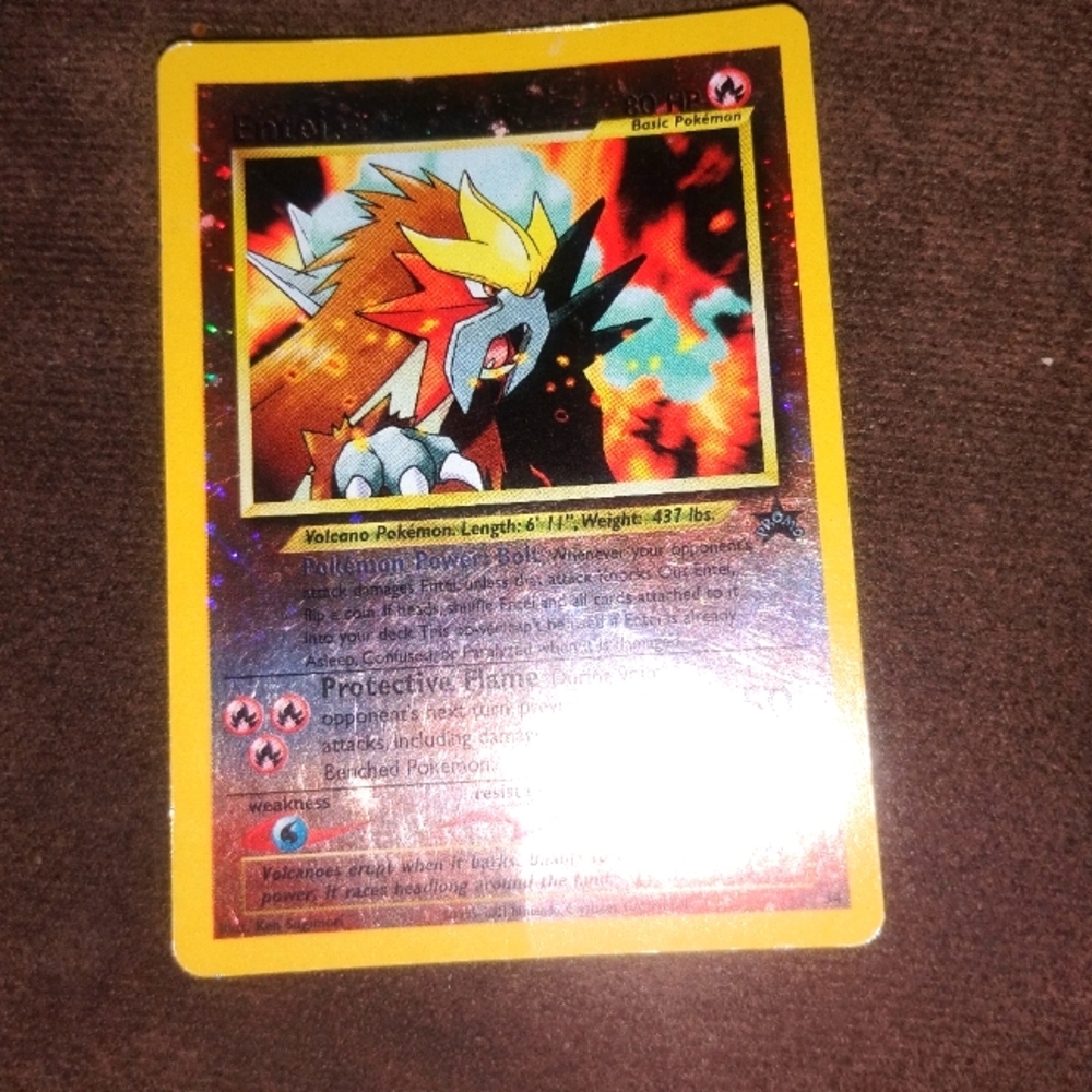 Hologram Entei Pokemon card.